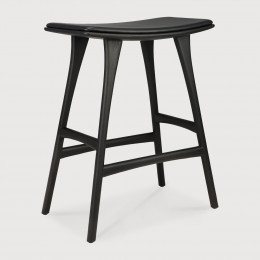 Tabouret de bar Osso en chêne brun - cuir marron Ethnicraft