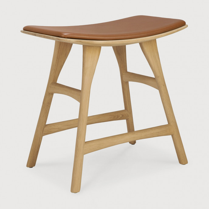 Tabouret Osso en chêne - cuir cognac Ethnicraft