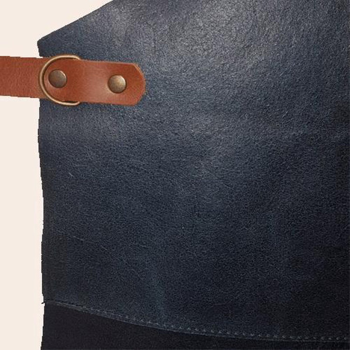 Tablier en cuir de buffle lisse Tennessee Taille L - Bleu Xapron