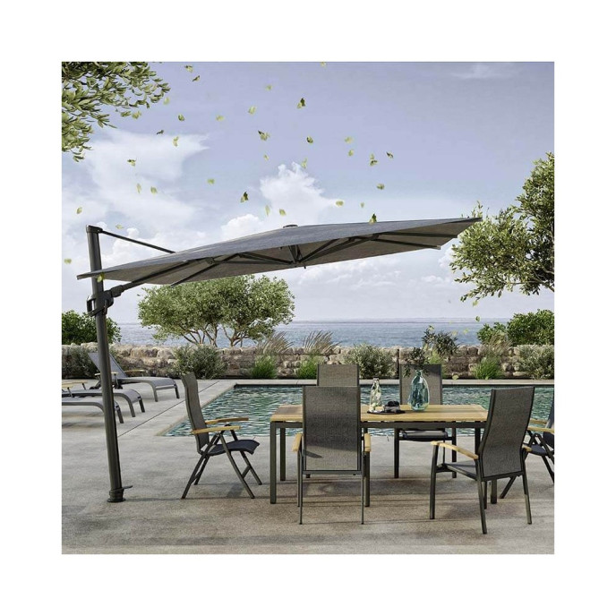 Parasol deporté inclinable 3×3 Royal Sun LED - Gris anthracite Royal Garden