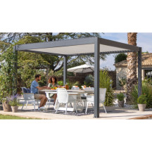 Pergola bioclimatique autoportée Zéphir 3x4 m motorisée Grey Océo