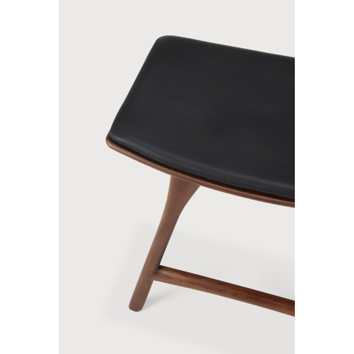 Tabouret Osso en teck brun - cuir noir Ethnicraft