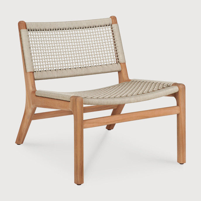 Fauteuil Jack en teck & tissu tressé beige Ethnicraft