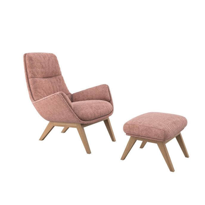 Repose-pieds Moro Tissu Magnolia Pieds en chêne Flexlux