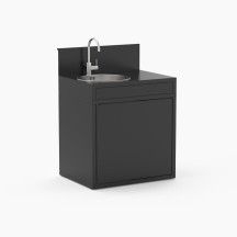 Meuble de cuisine extérieure avec évier en acier fermé noir Forge Adour