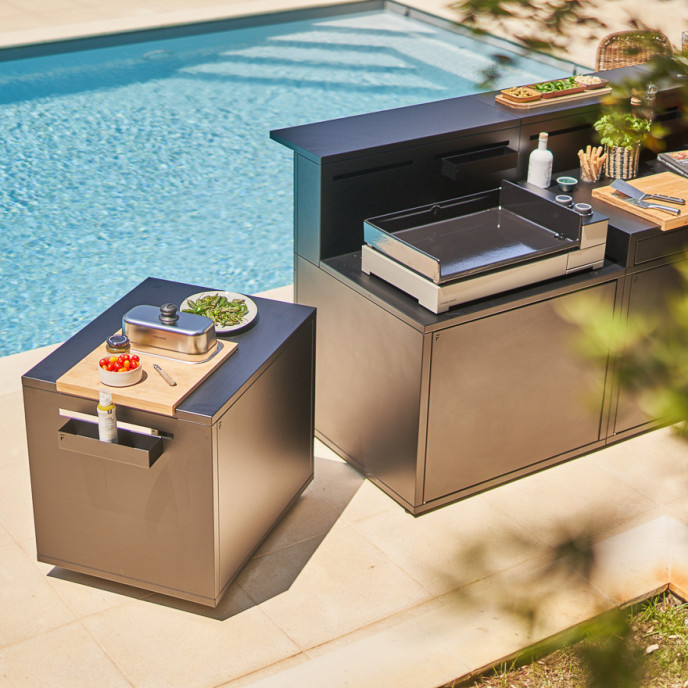 Desserte roulante acier fermé noir Forge Adour