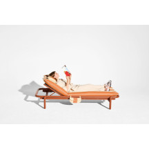 Lit de repos d’extérieur Sunbun Terracotta / Stripe Orange Creme Fatboy®