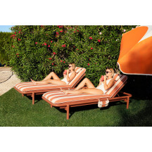 Lit de repos d’extérieur Sunbun Terracotta / Stripe Orange Creme Fatboy®