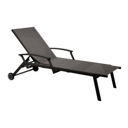 Lit de Soleil Florence avec Accoudoirs - Graphite et Chevron Gris Proloisirs