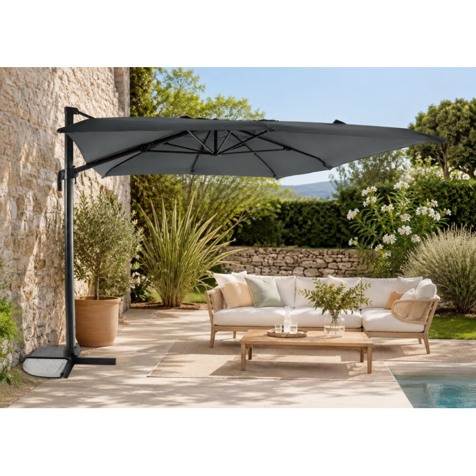 Parasol déporté Deluxe+ 3 x3 m Gris Chiné MWH