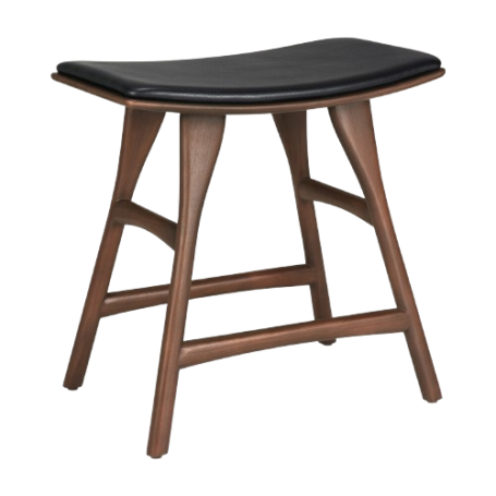 Tabouret Osso en teck brun - cuir noir Ethnicraft