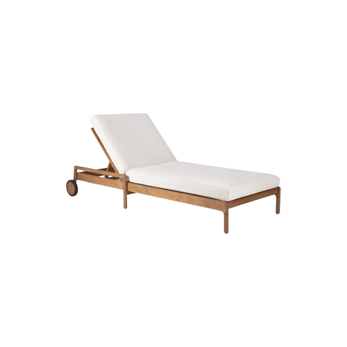Bain de soleil Jack multiposition en teck + coussin blanc cassé Ethnicraft