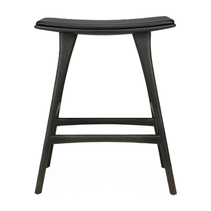 Tabouret de bar Osso en chêne brun - cuir marron Ethnicraft