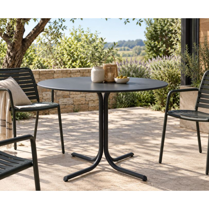 Table bord rond System - Noir Emu
