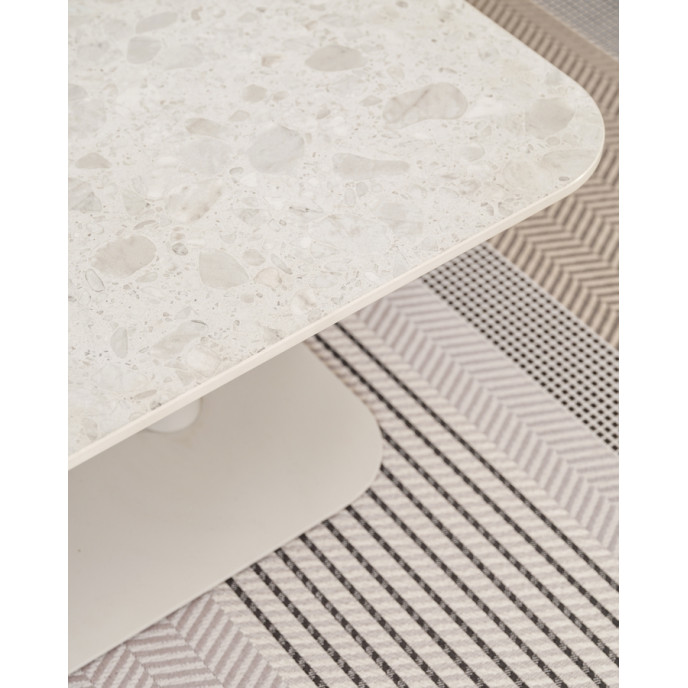 Table basse Kodo aluminium beige / plateau céramique L129 x H45 cm Vincent Sheppard