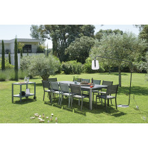 TABLE A ALLONGES OLERON 155/255X100 CARBONE Fermob